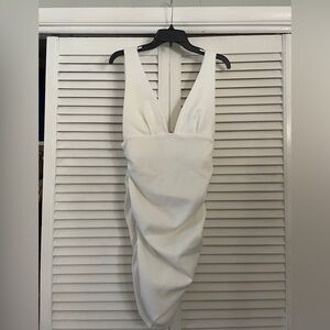 ASOS White Ruched Cocktail Minidress